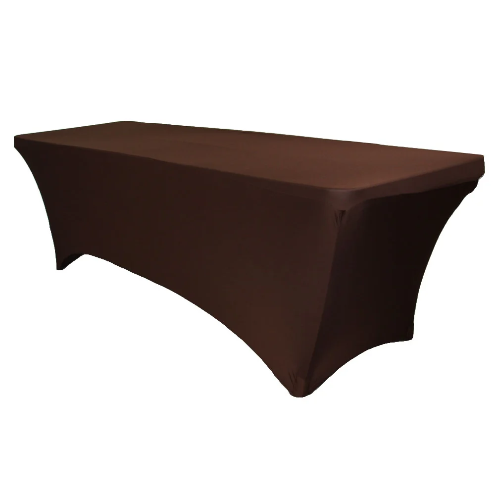 Rectangular 8 FT Spandex Table Cover - Chocolate Brown - Image 2
