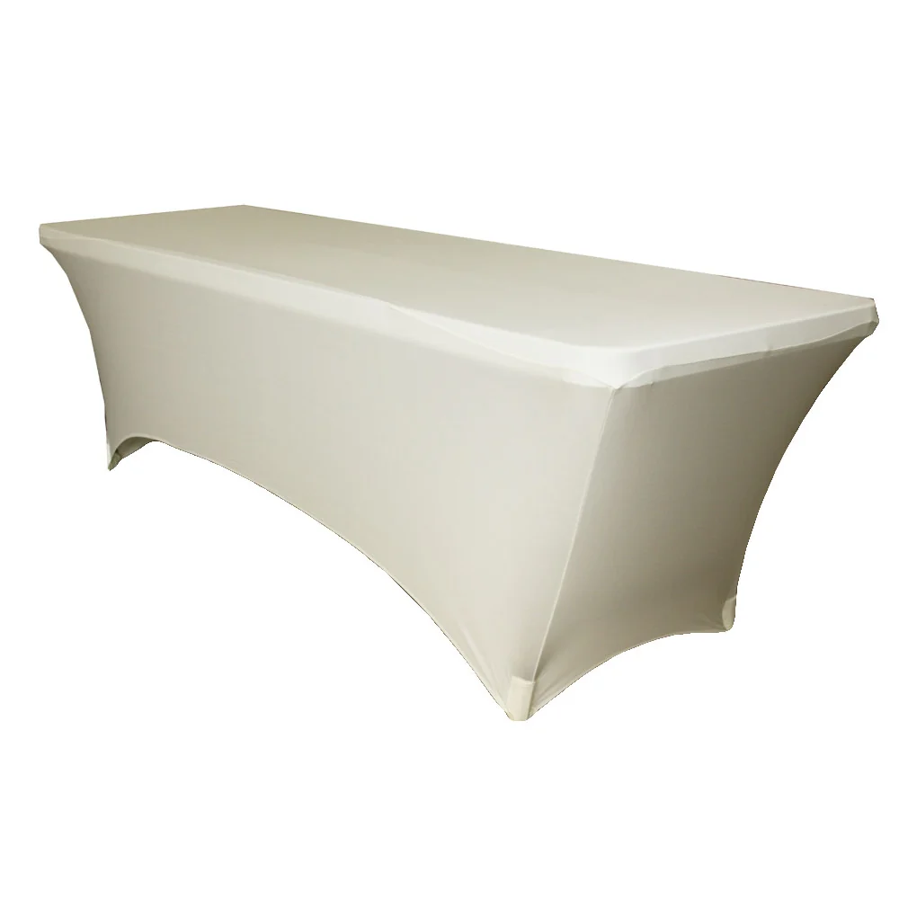 Rectangular 8 FT Spandex Table Cover - Ivory - Image 2