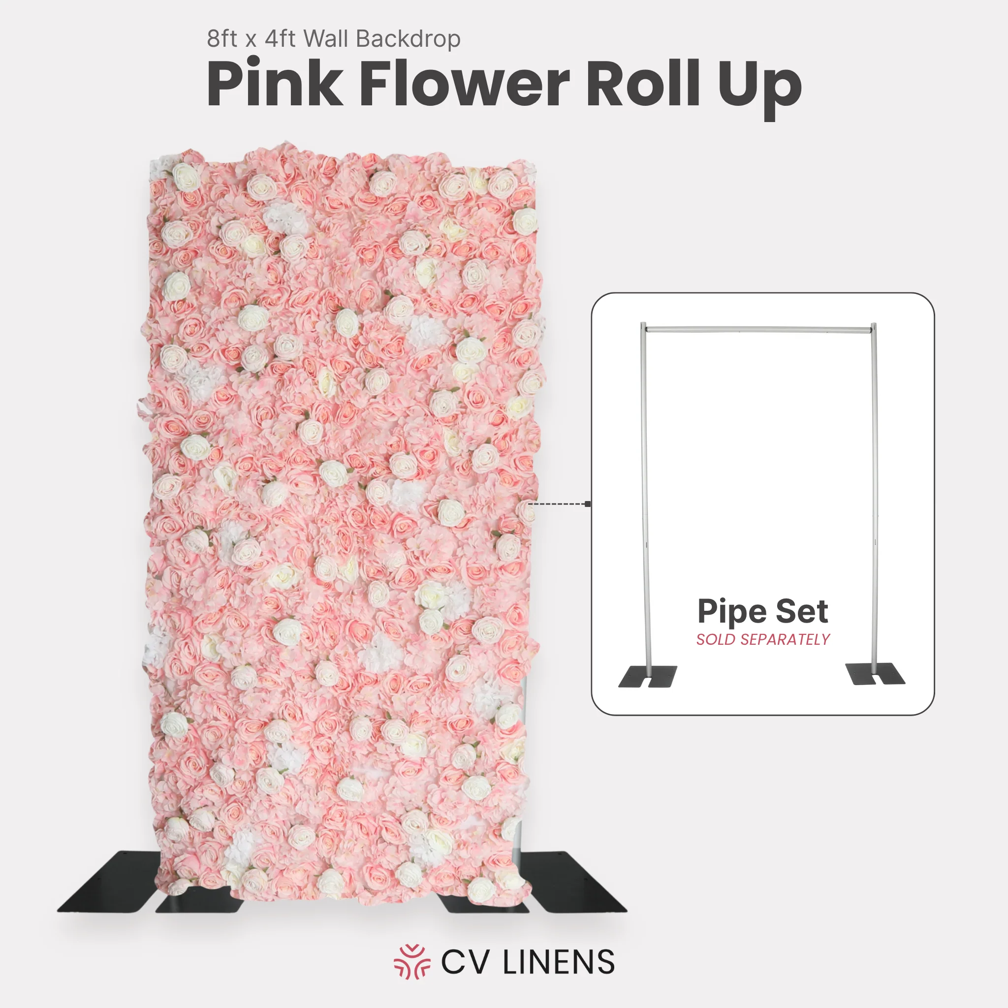 Roll Up Flower Wall Backdrop 8ft x 4ft - Pink - Image 2