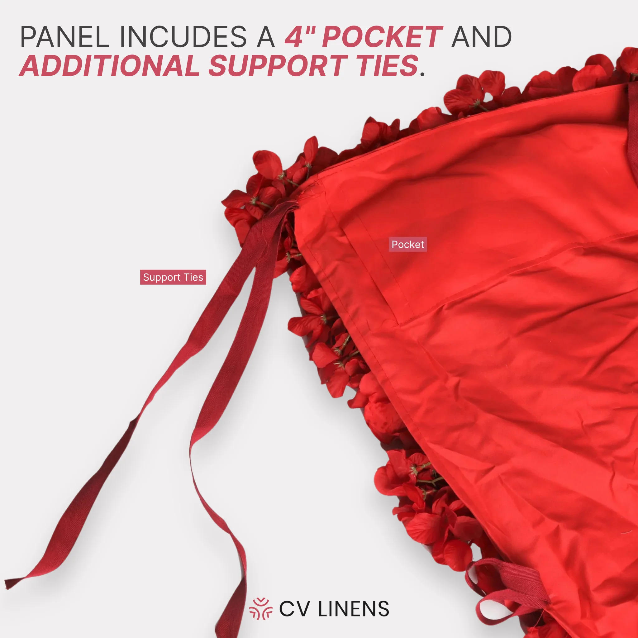 Roll Up Flower Wall Backdrop 8ft x 4ft - Red - Image 3