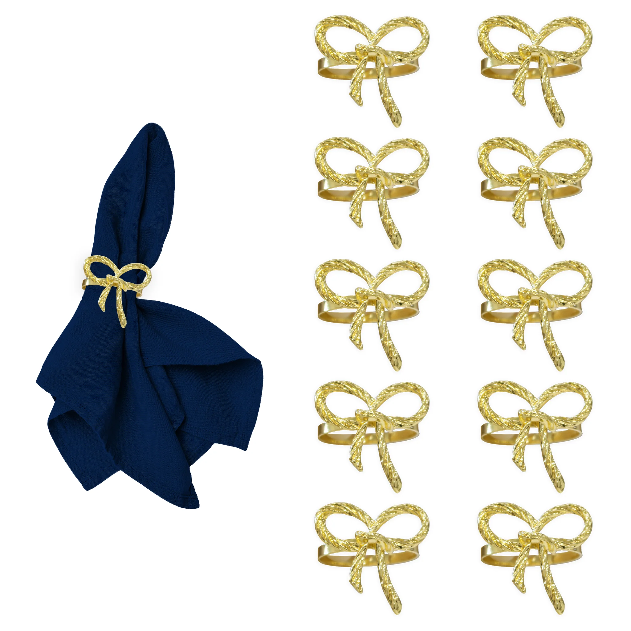 10 pc/pk Gold Rope Bow Tie Napkin Ring - Image 7