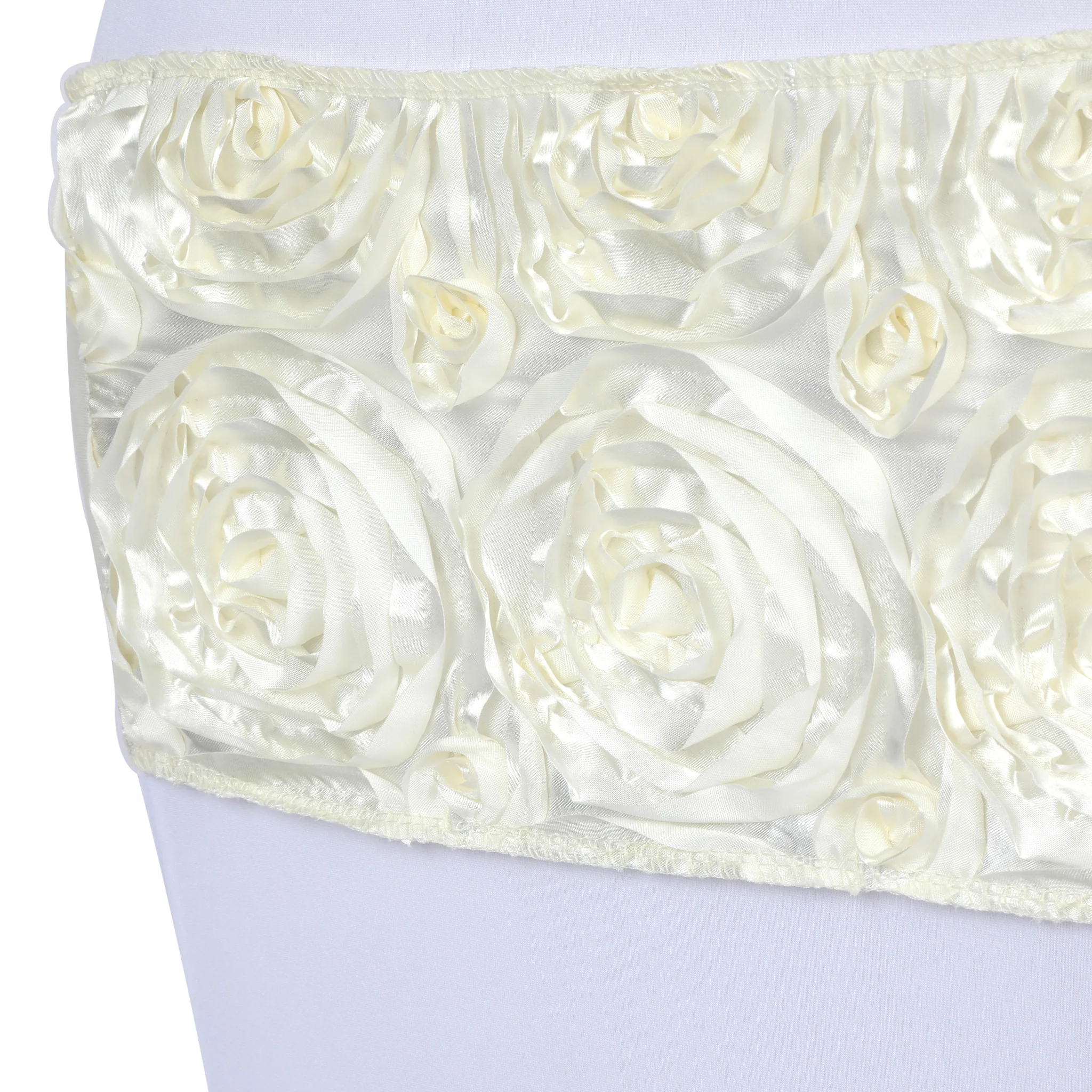 Rosette Spandex Chair Sash Band - Ivory - Image 3