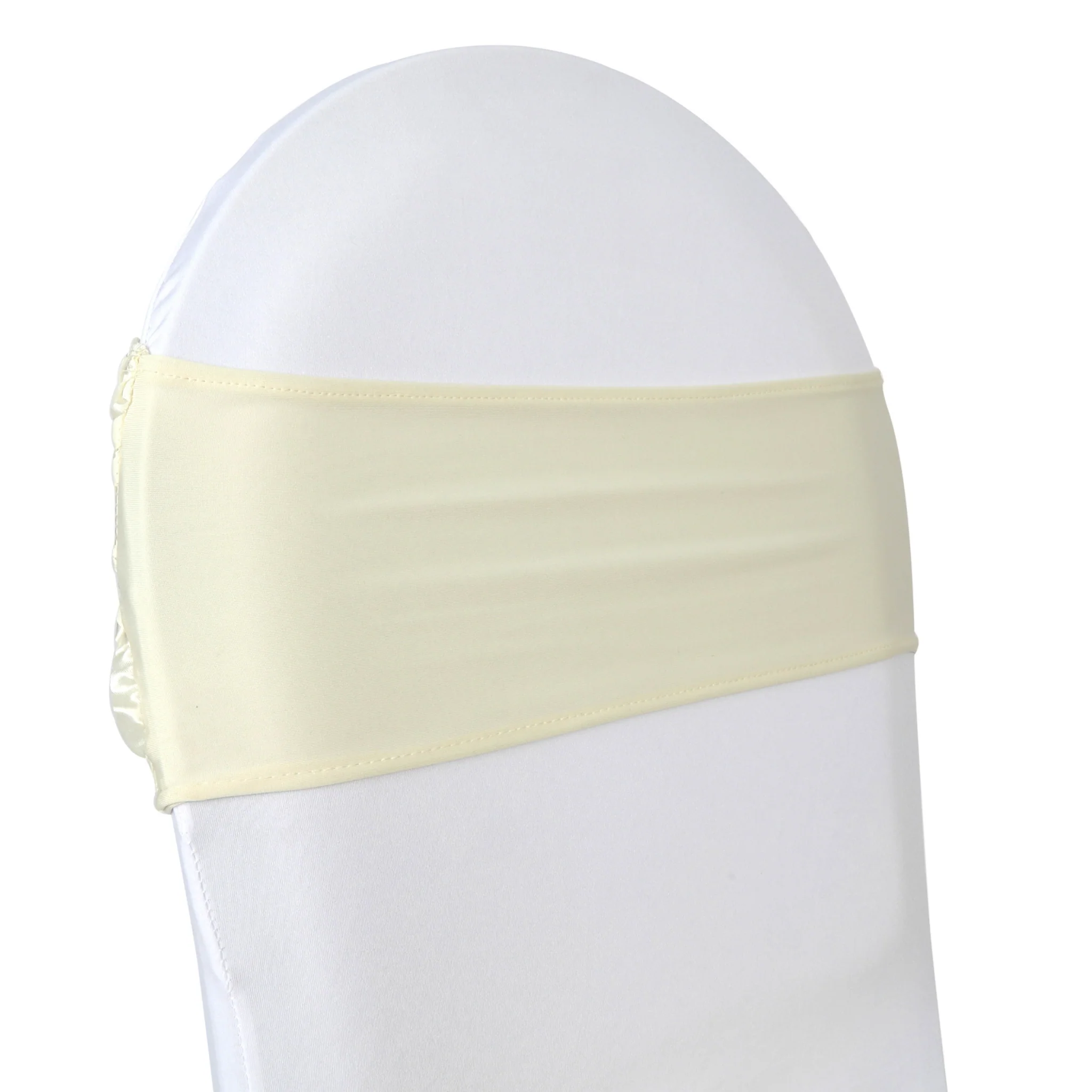 Rosette Spandex Chair Sash Band - Ivory - Image 4