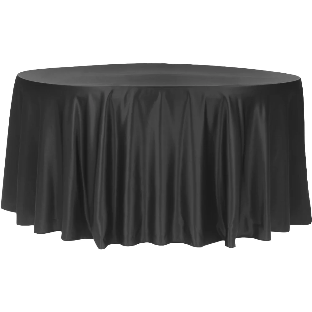 Round 108" Lamour Satin Tablecloth - Black