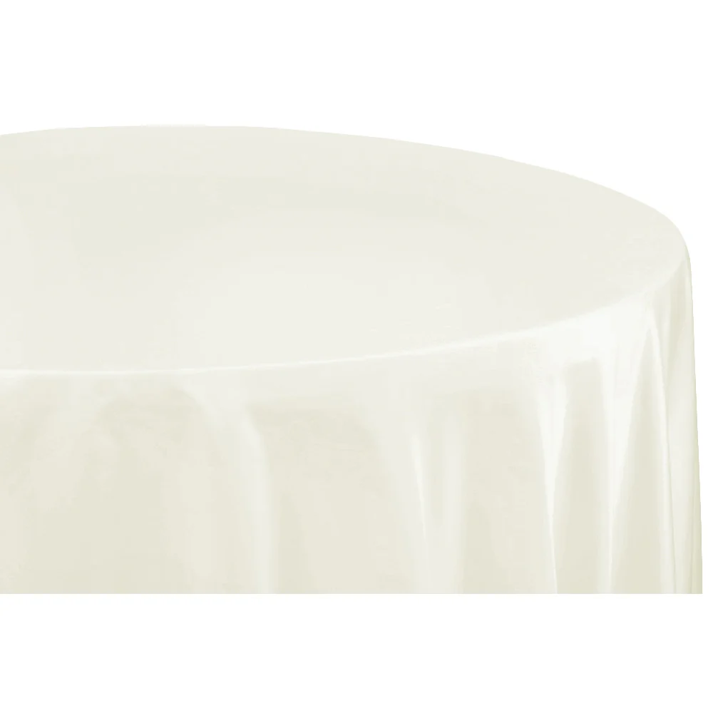 Round 108" Lamour Satin Tablecloth - Ivory - Image 2