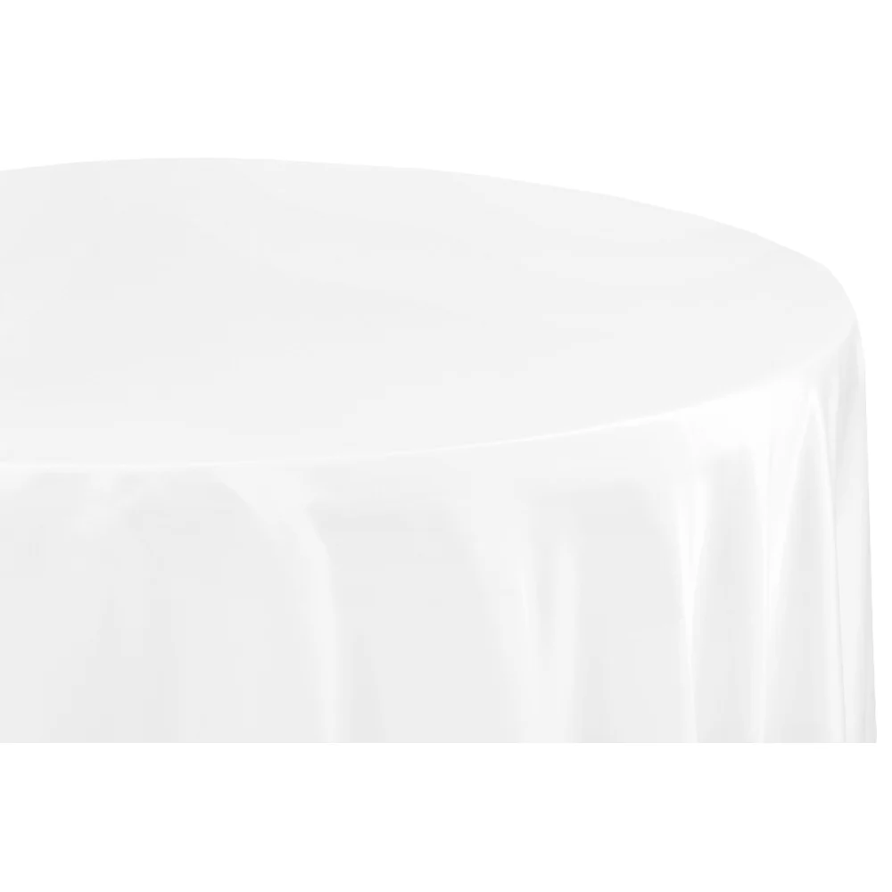 Round 108" Lamour Satin Tablecloth - White - Image 3