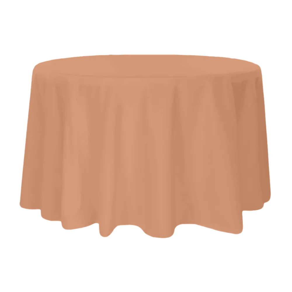 Round Premium Polyester 132" Tablecloth - Latte Rose