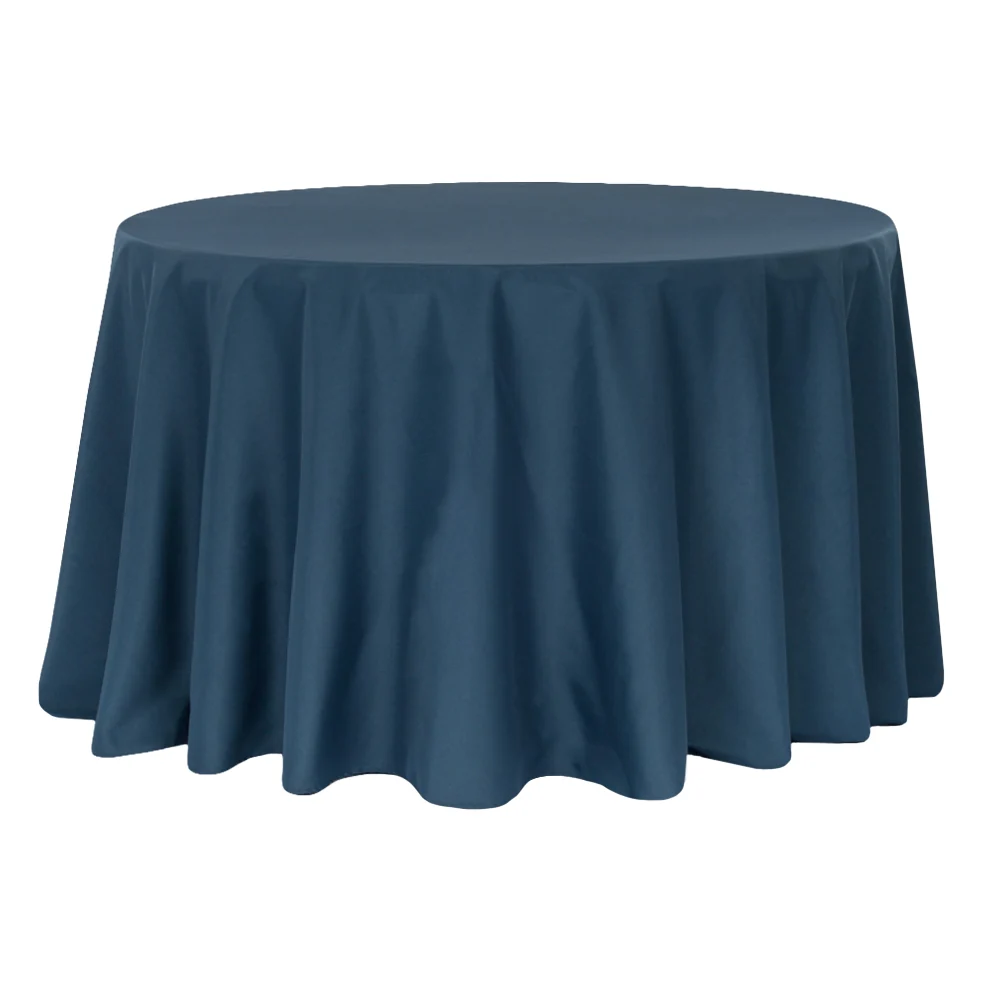 Round Premium Polyester 132" Tablecloth - Navy Blue