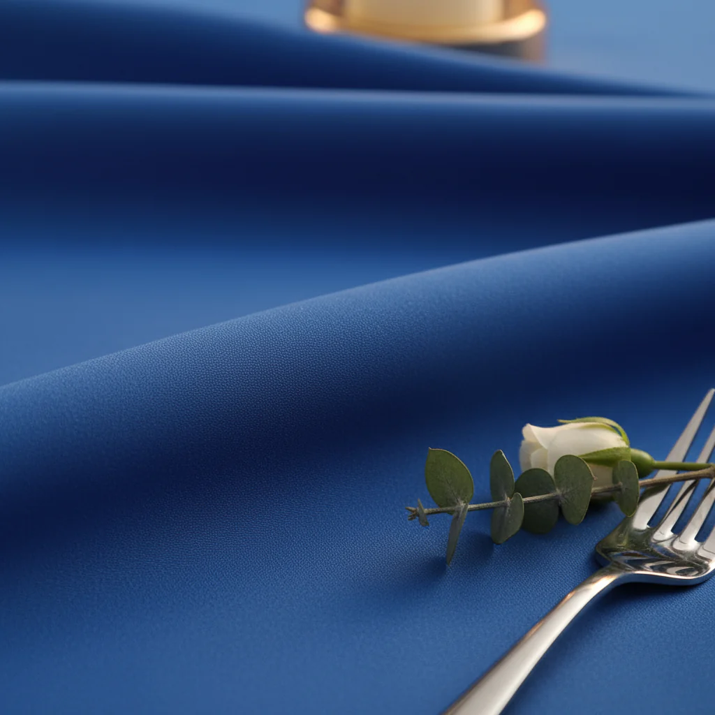 Round Premium Polyester 132" Tablecloth - Royal Blue - Image 5