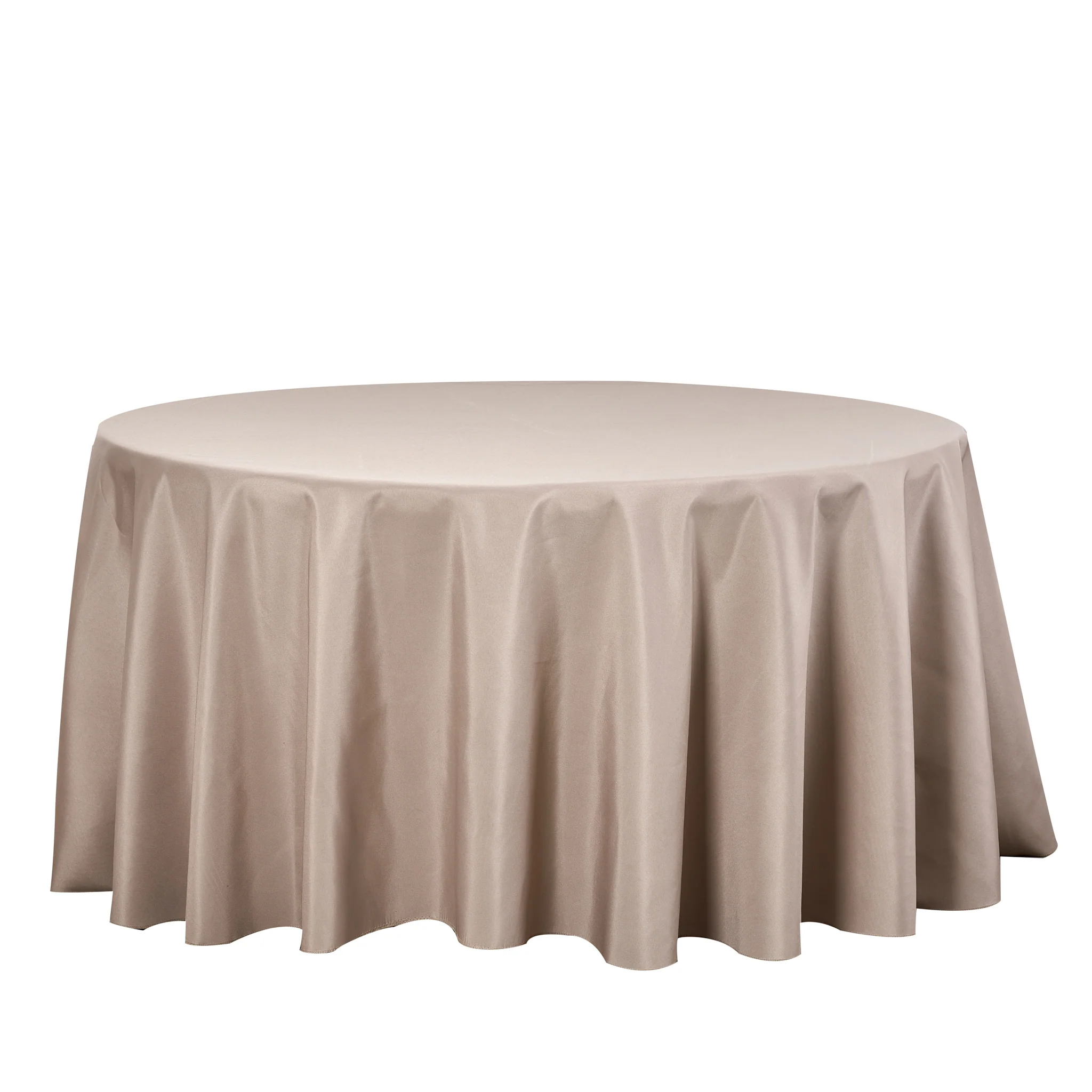 Round Premium Polyester 132" Tablecloth - Taupe