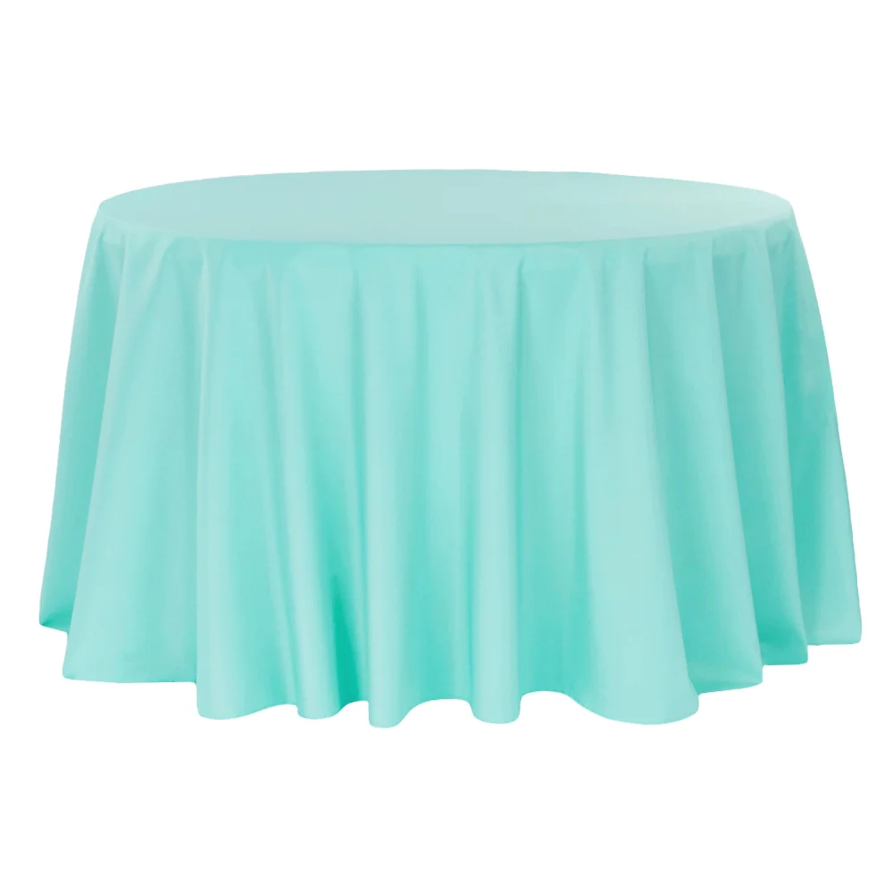 Round Premium Polyester 132" Tablecloth - Turquoise