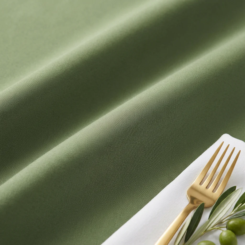 Round Premium Polyester 132" Tablecloth - Willow Green - Image 4