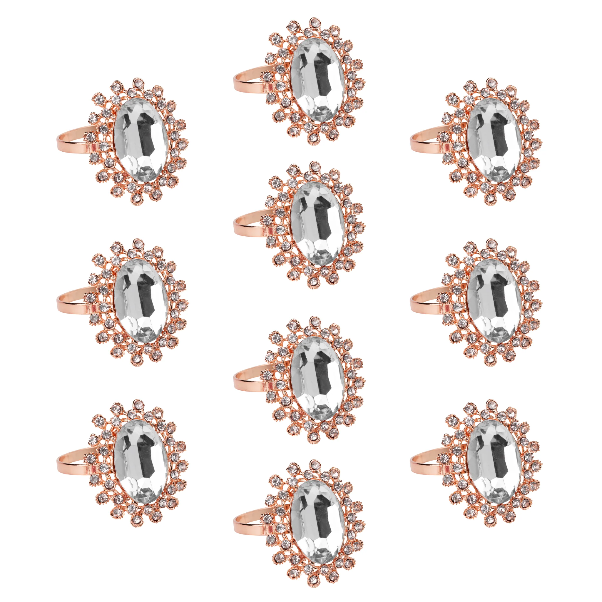 10 pc/pk Royal Diamond Napkin Ring Holder - Blush/Rose Gold - Image 4