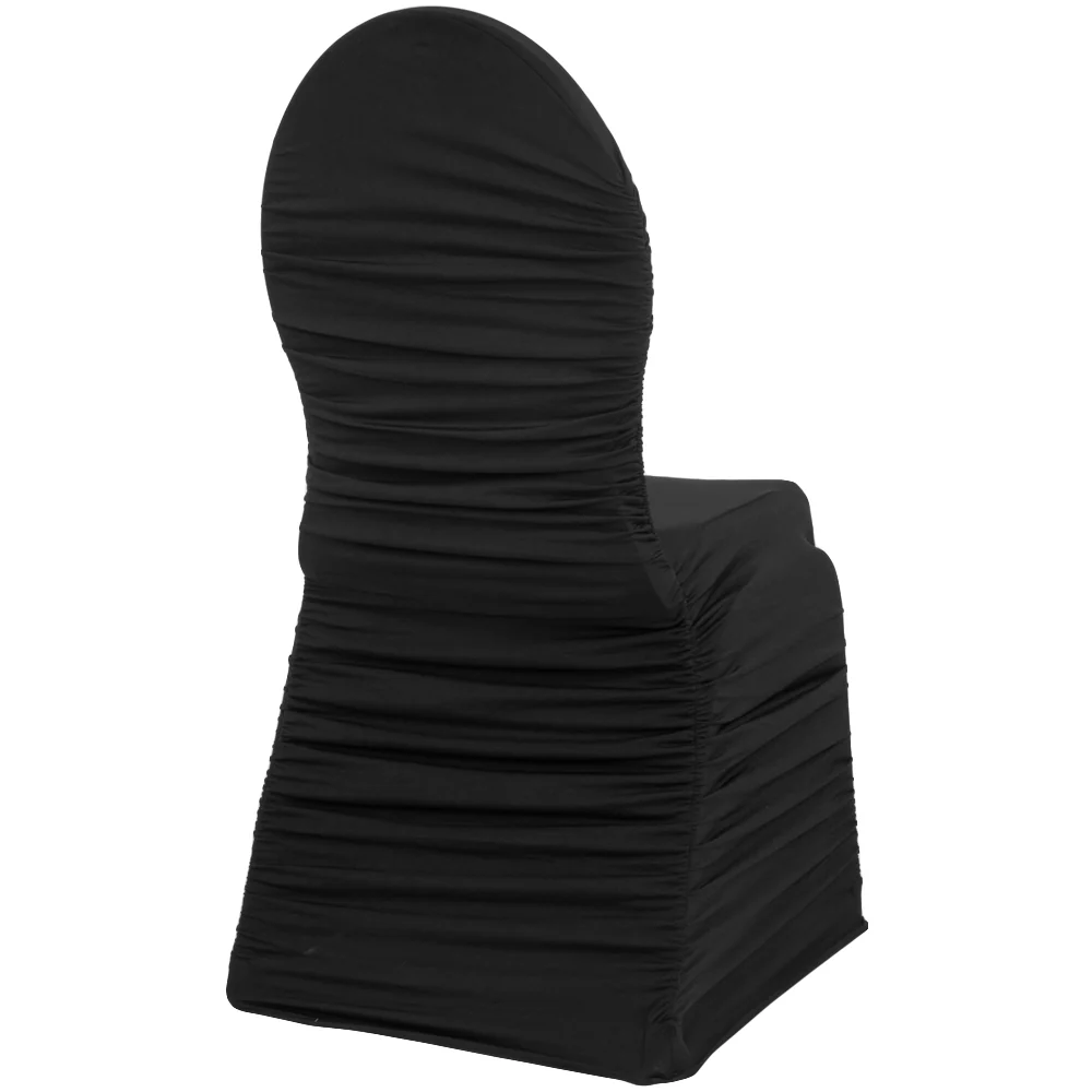 Ruched Fashion Spandex Banquet Chair Cover - Black - Image 4