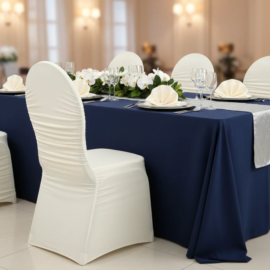 Ruched Fashion Spandex Banquet Chair Cover - Ivory - Image 3