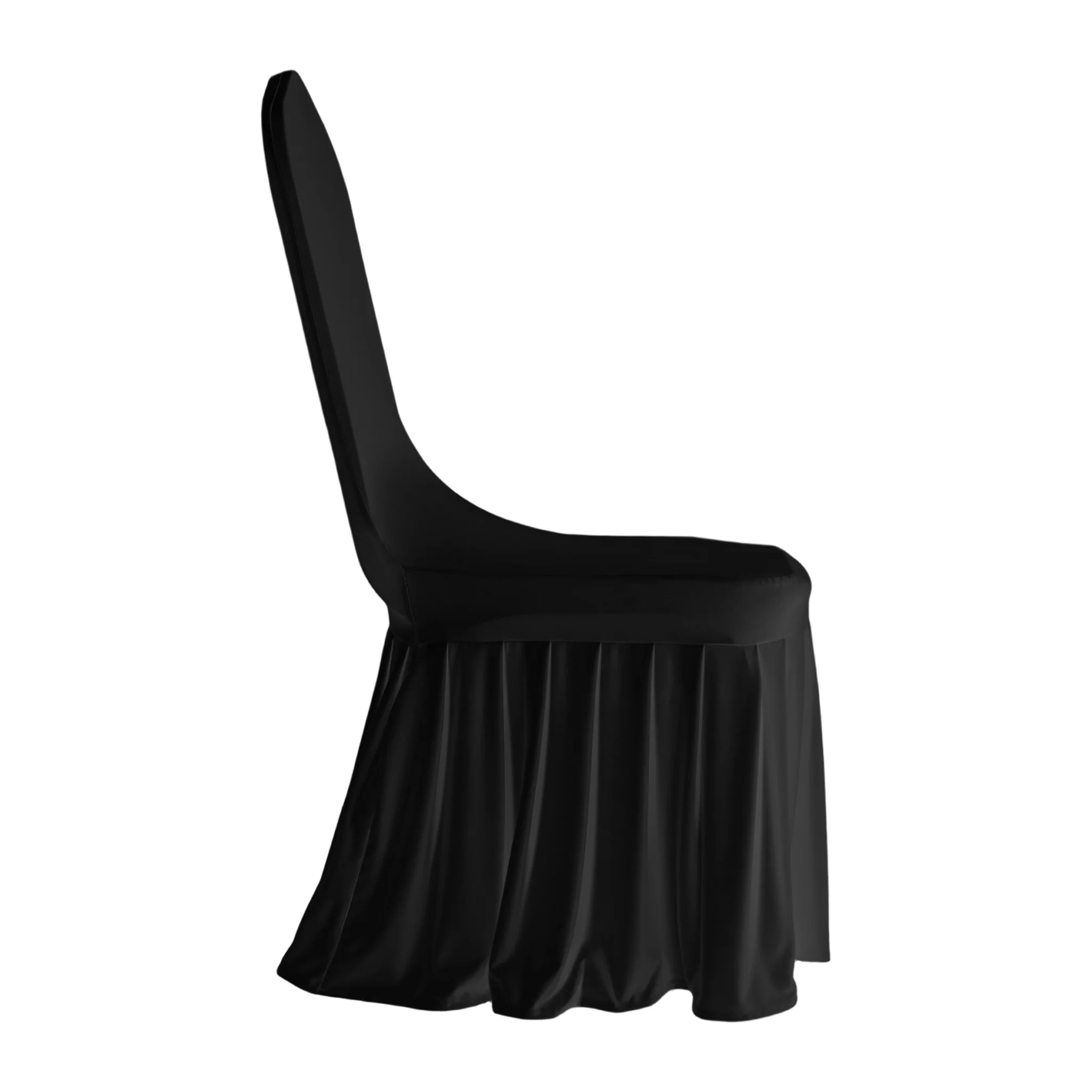 Ruffled Pleated Bottom Spandex Banquet Chair Cover - Black - Image 10