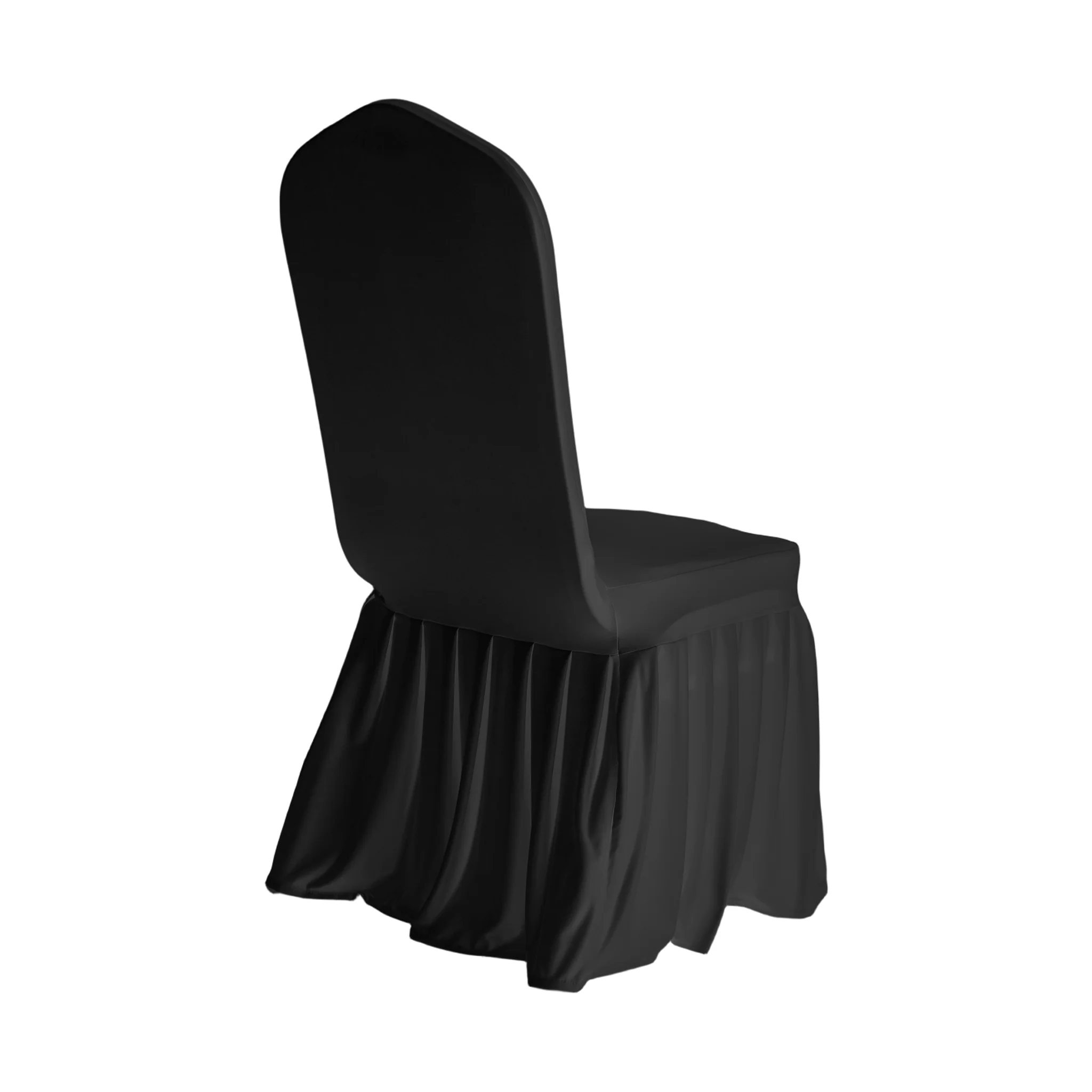 Ruffled Pleated Bottom Spandex Banquet Chair Cover - Black - Image 6