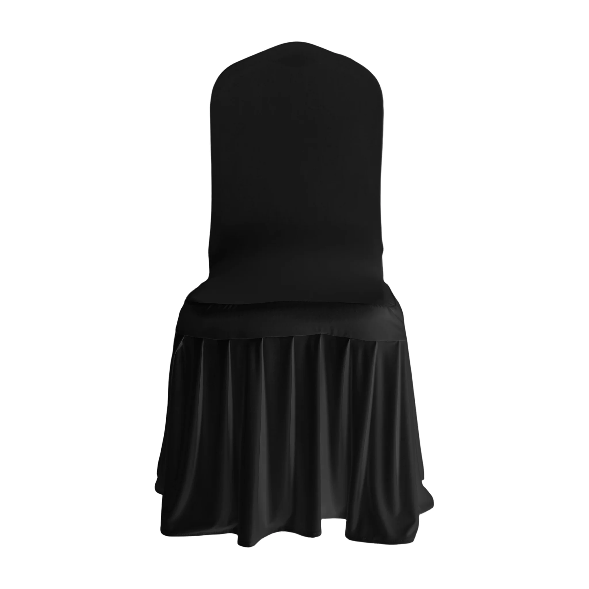 Ruffled Pleated Bottom Spandex Banquet Chair Cover - Black - Image 9