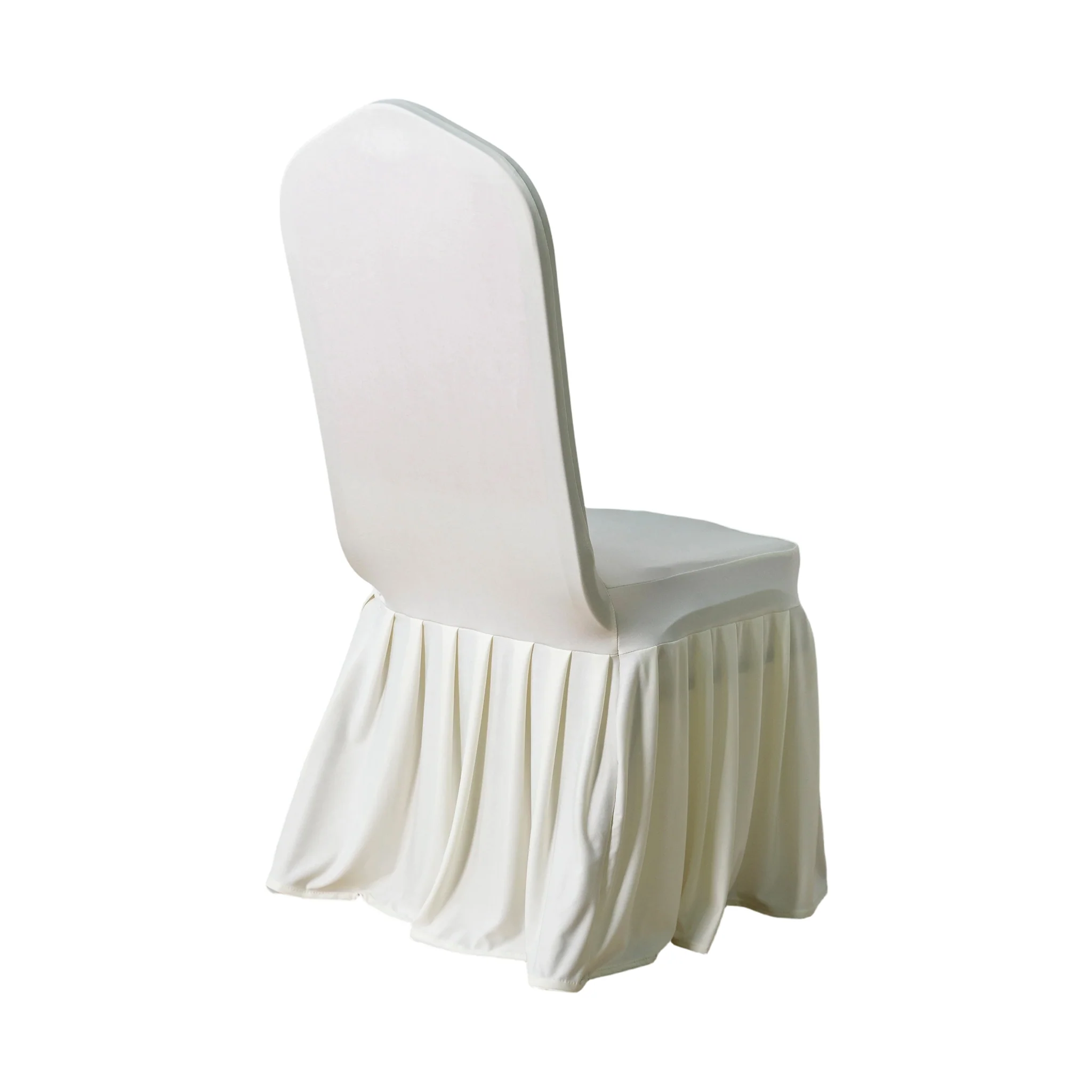 Ruffled Pleated Bottom Spandex Banquet Chair Cover - Ivory - Image 5