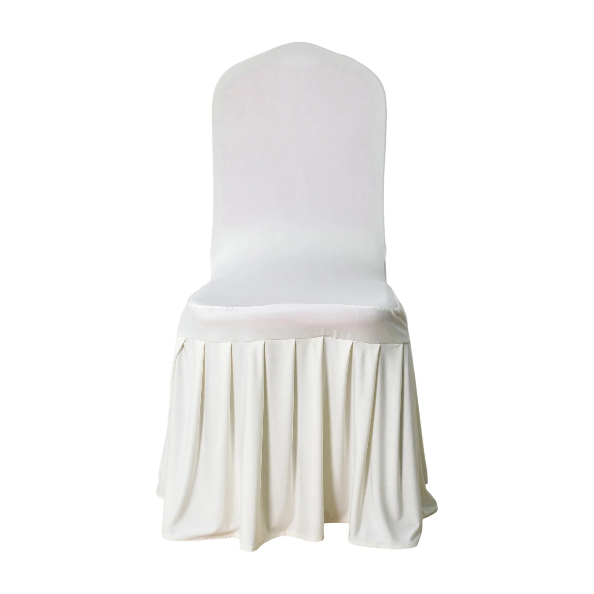 Ruffled Pleated Bottom Spandex Banquet Chair Cover - Ivory - Image 7