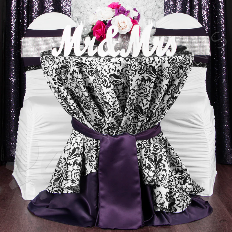 Ruffled Spandex Chair Band - Eggplant/Plum - Image 2