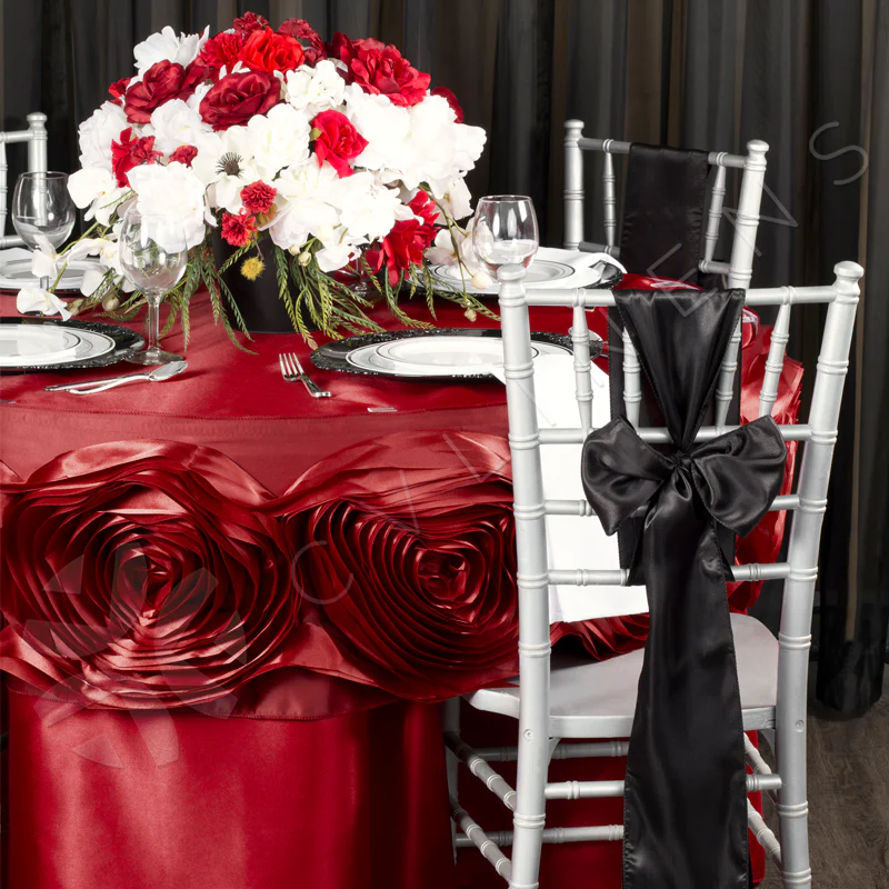 Satin 108" Round Tablecloth - Apple Red - Image 3