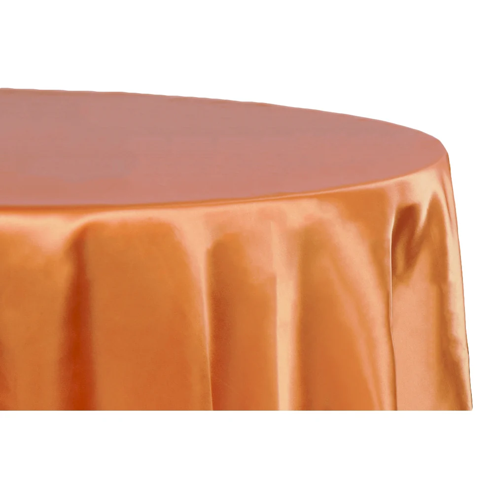 Satin 108" Round Tablecloth - Burnt Orange - Image 2