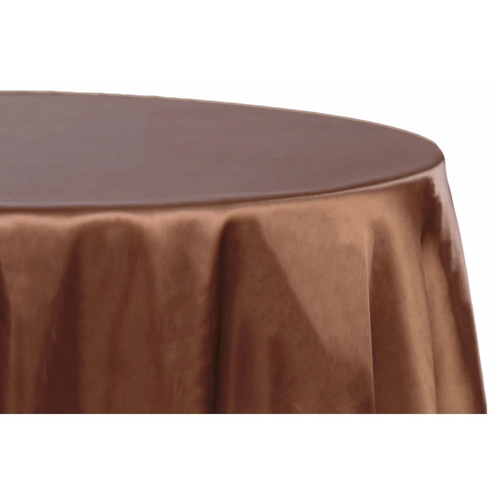 Satin 108" Round Tablecloth - Chocolate Brown - Image 2
