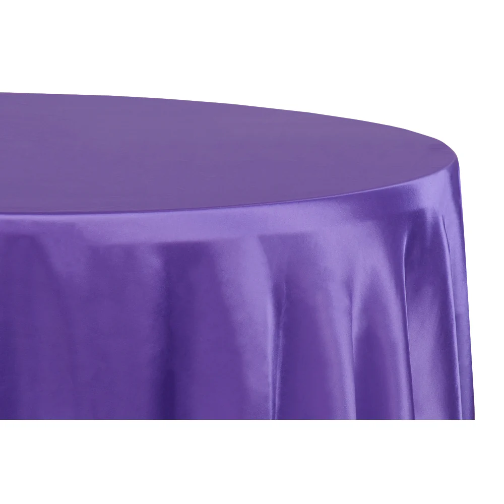 Satin 120" Round Tablecloth - Purple - Image 2