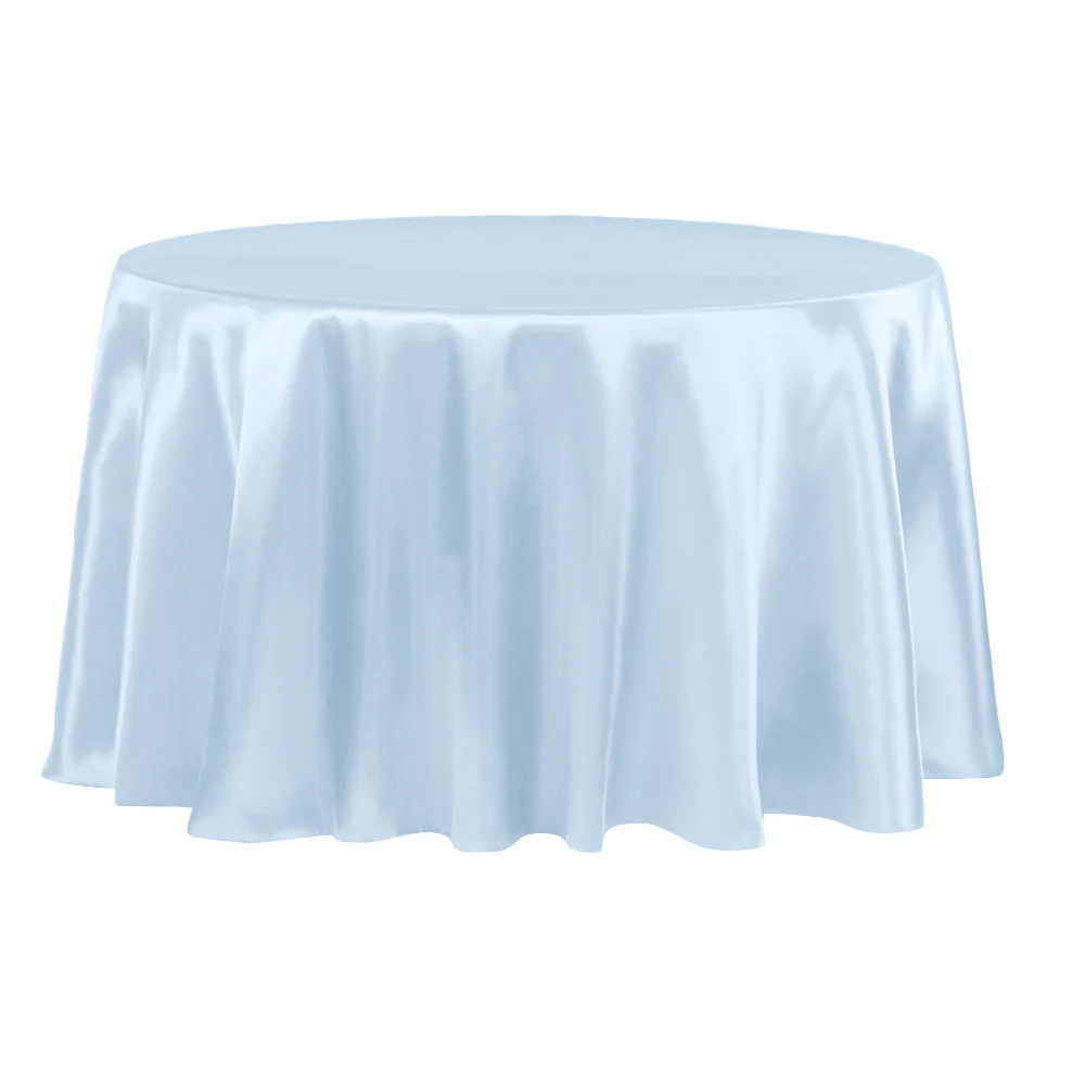 Satin 132" Round Tablecloth - Baby Blue