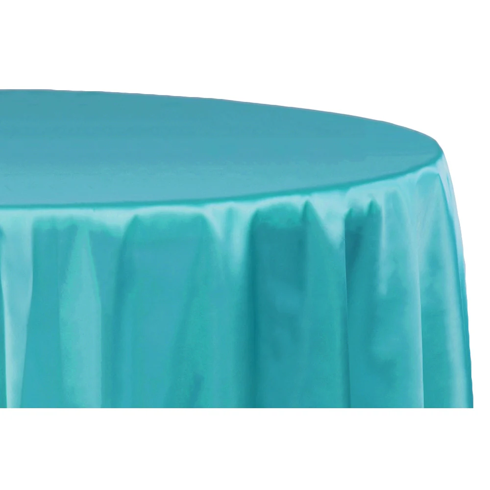 Satin 132" Round Tablecloth - Dark Turquoise - Image 2