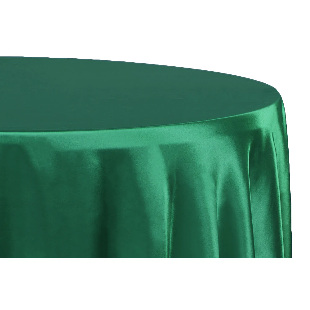 Satin 132" Round Tablecloth - Emerald Green - Image 2