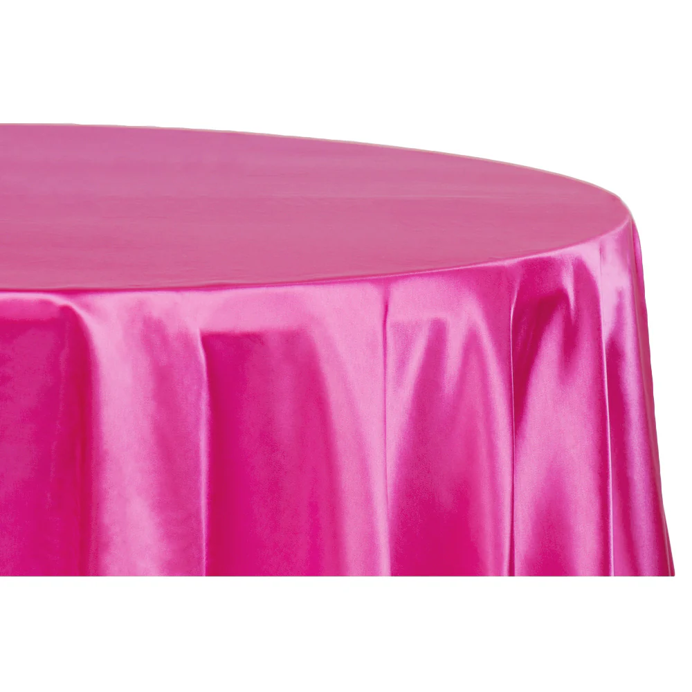 Satin 132" Round Tablecloth - Fuchsia - Image 2