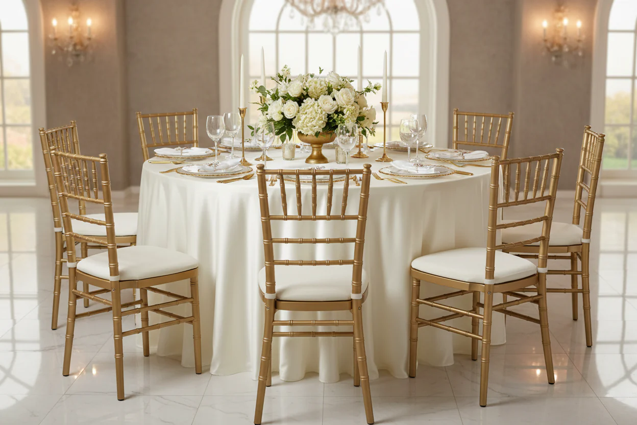 Satin 132" Round Tablecloth - Ivory - Image 4