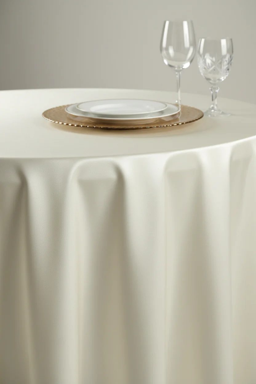 Satin 132" Round Tablecloth - Ivory - Image 5