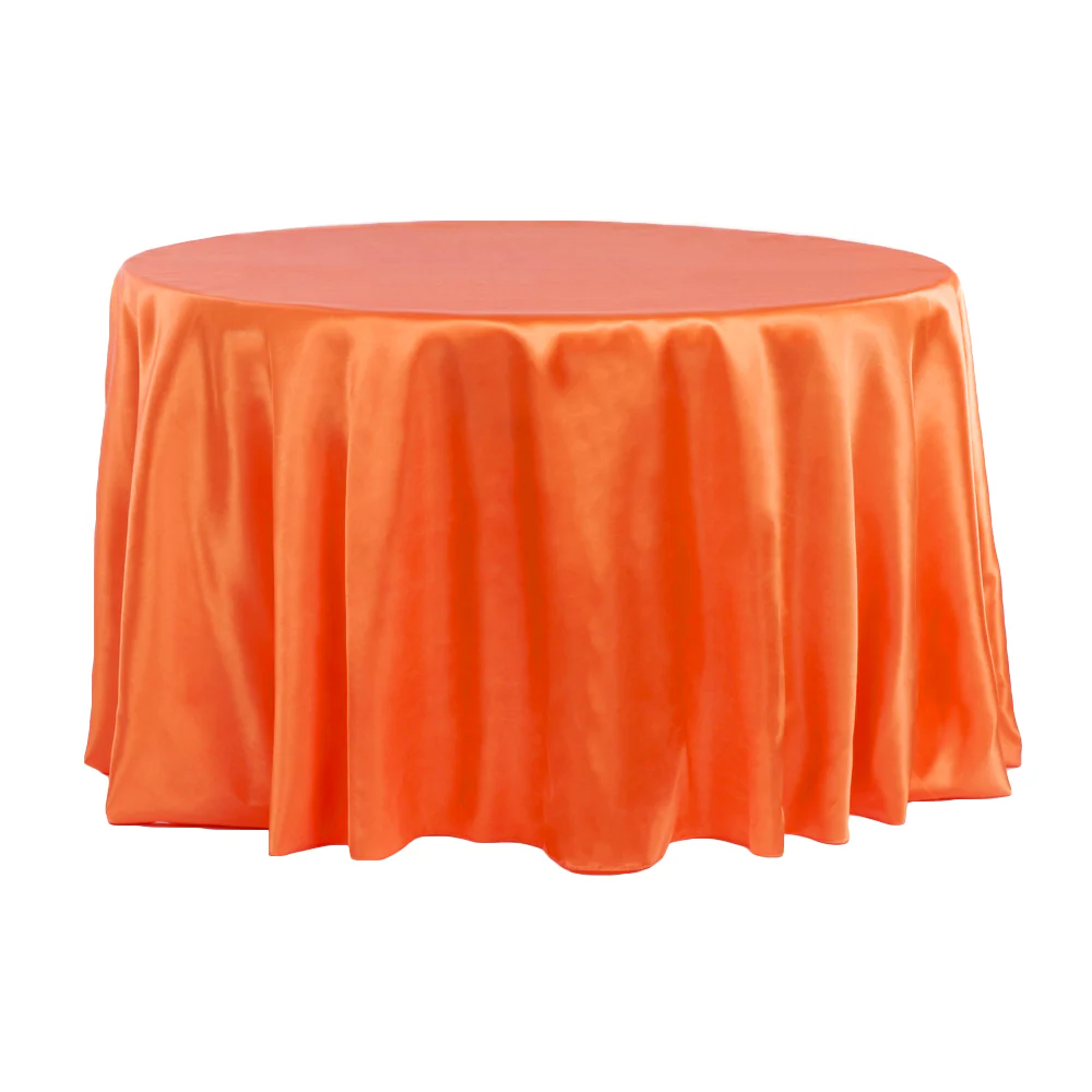 Satin 132" Round Tablecloth - Orange