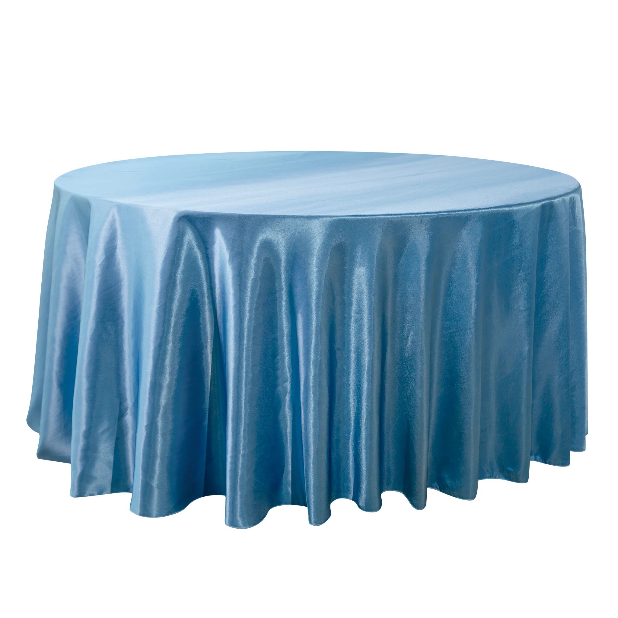 Satin 132" Round Tablecloth - Steele Blue