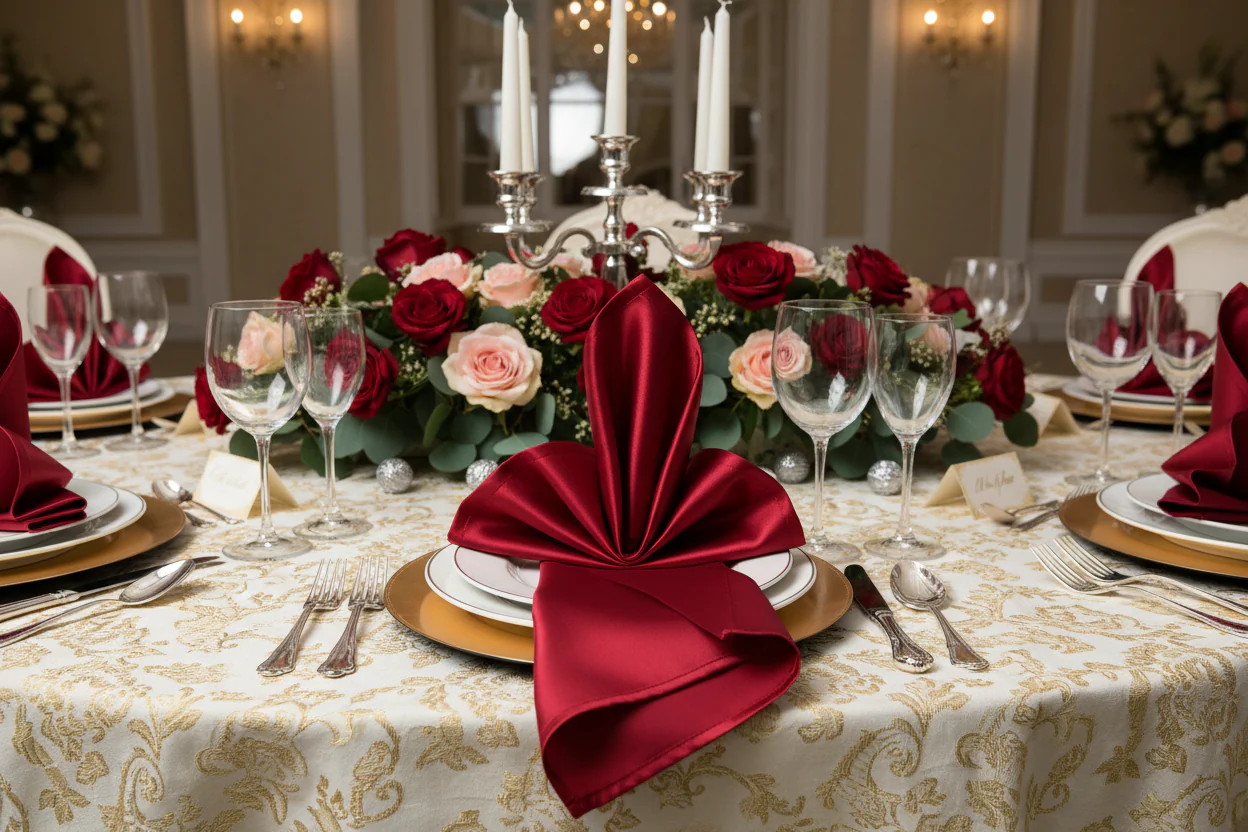Satin Napkin 20"x20" - Apple Red - Image 3
