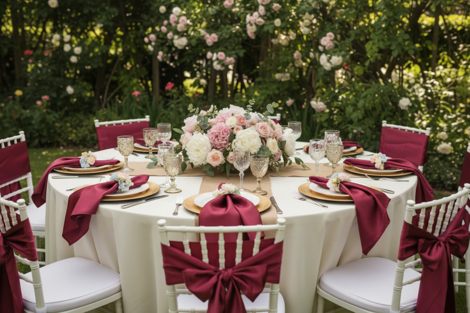 Satin Napkin 20"x20" - Burgundy - Image 3