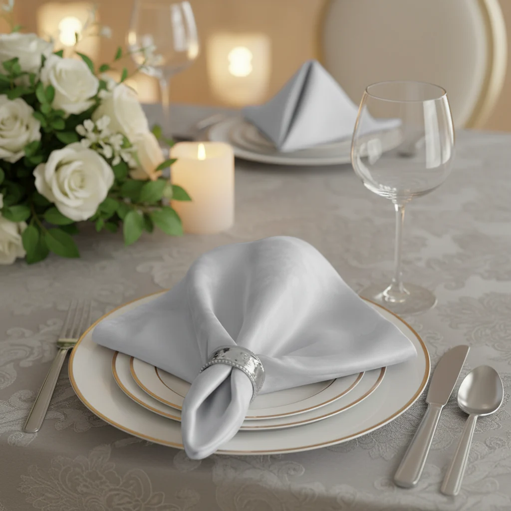 Satin Napkin 20"x20" - Silver - Image 3
