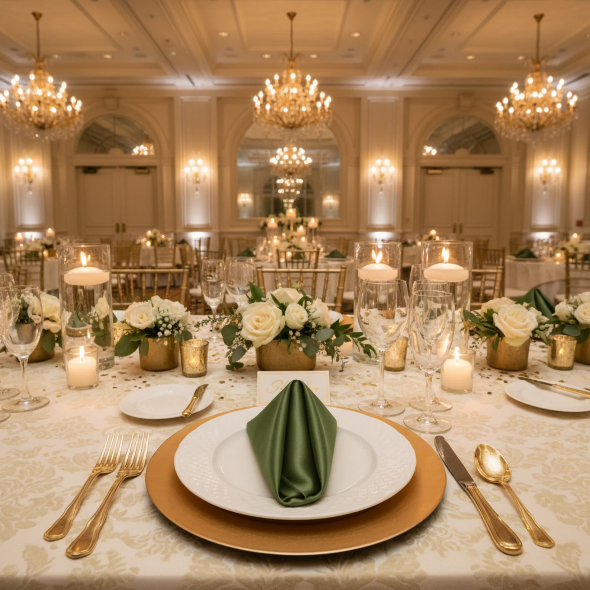 Satin Napkin 20"x20" - Willow Green - Image 3