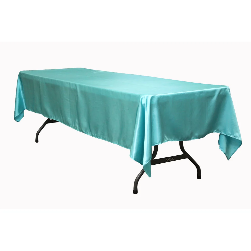 Satin Rectangular 60"x120" Tablecloth - Light Turquoise - Image 2