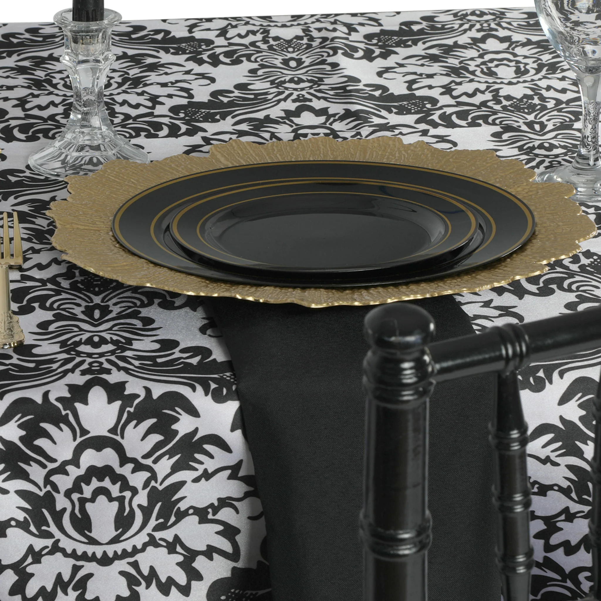 Satin Rectangular 90"x132" Tablecloth - Damask - Image 2