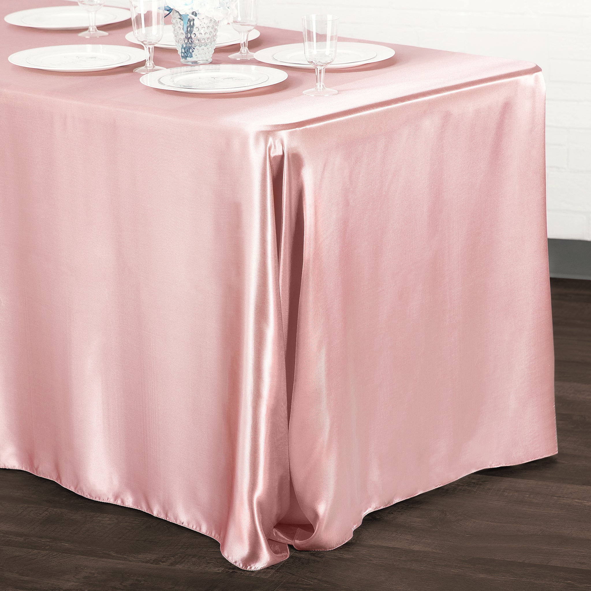 Satin Rectangular 90"x132" Tablecloth - Dusty Rose/Mauve - Image 2