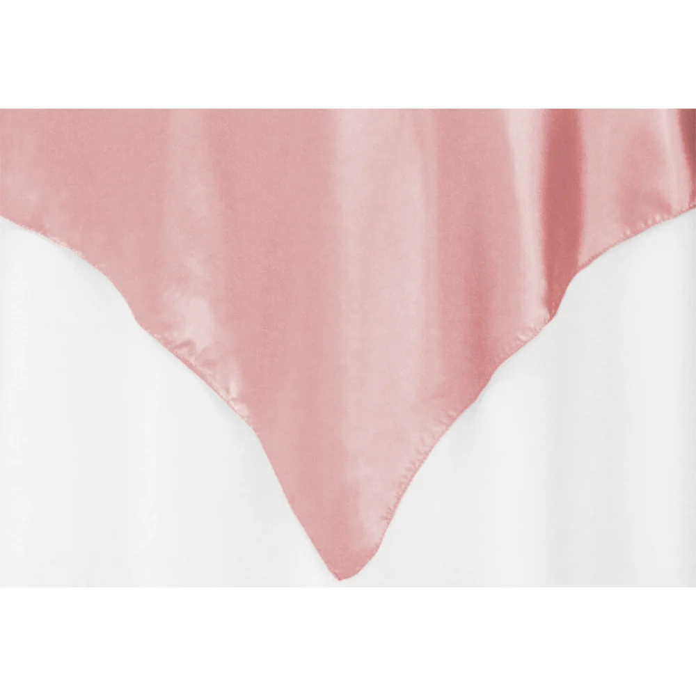 Satin Square 72"x72" Table Overlay - Dusty Rose/Mauve - Image 2