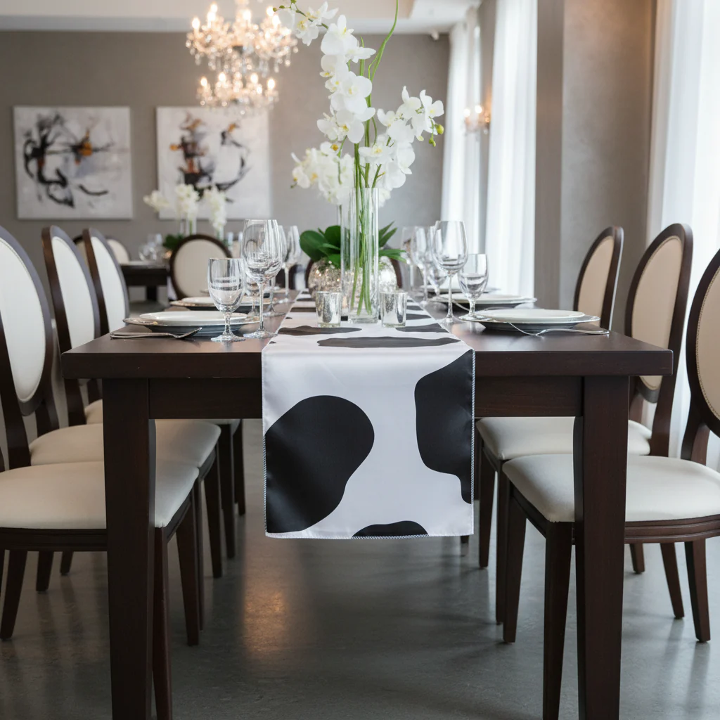 Cow Animal Print Satin Table Runner - Image 3