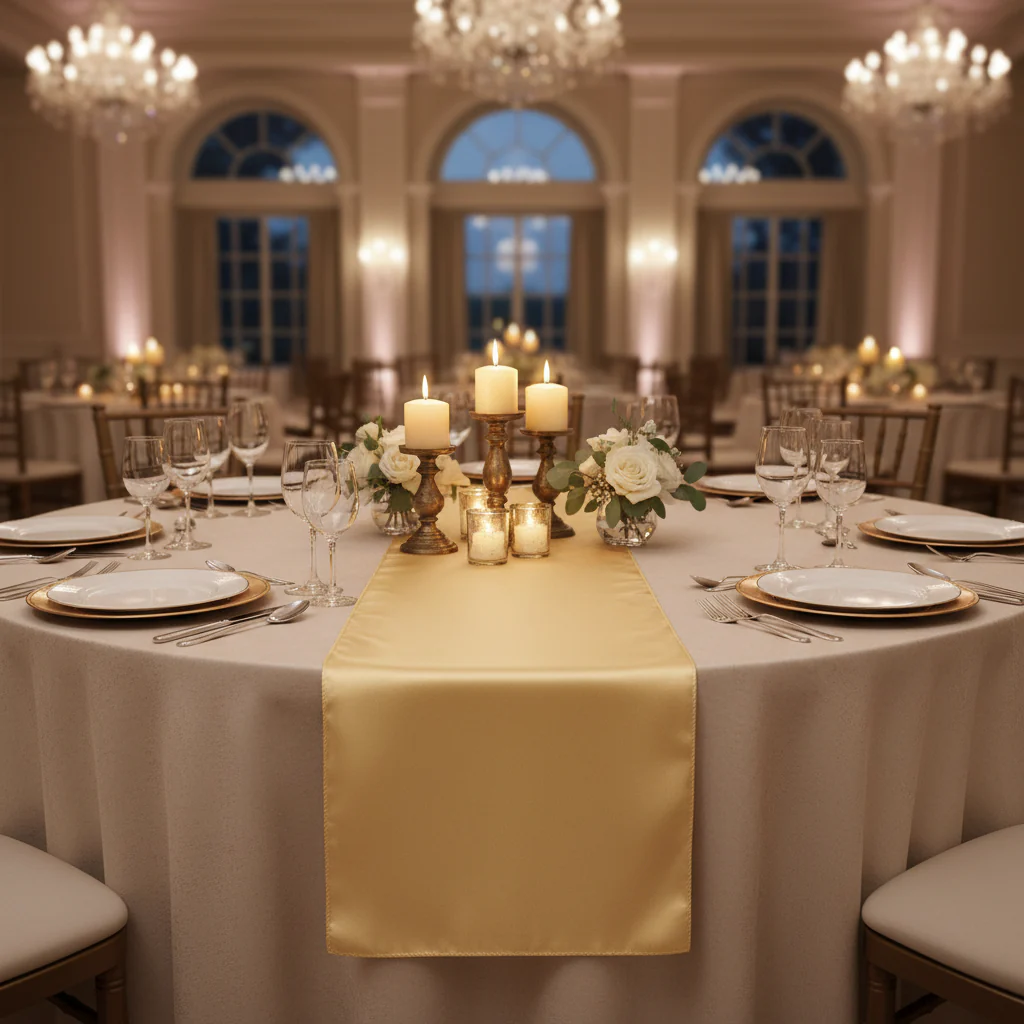 Satin Table Runner - Gold Antique - Image 2