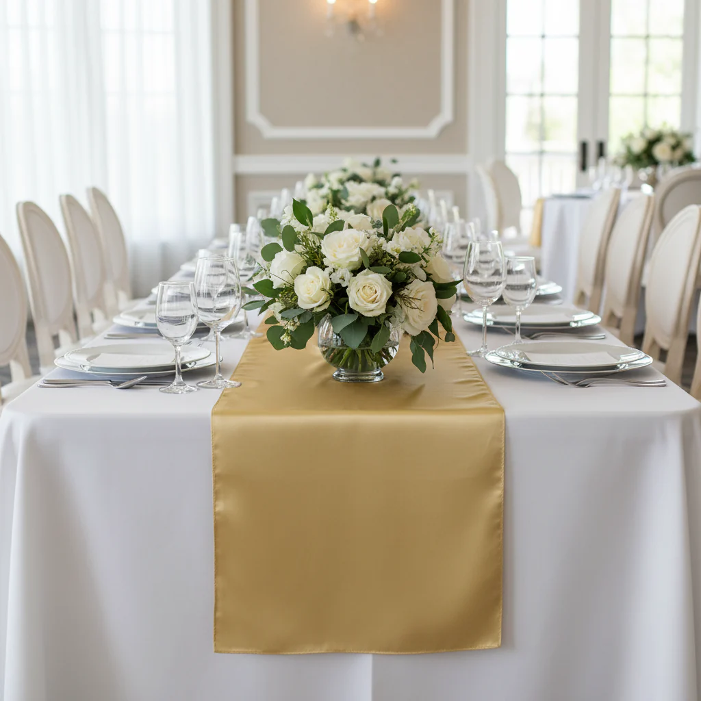 Satin Table Runner - Gold Antique - Image 3
