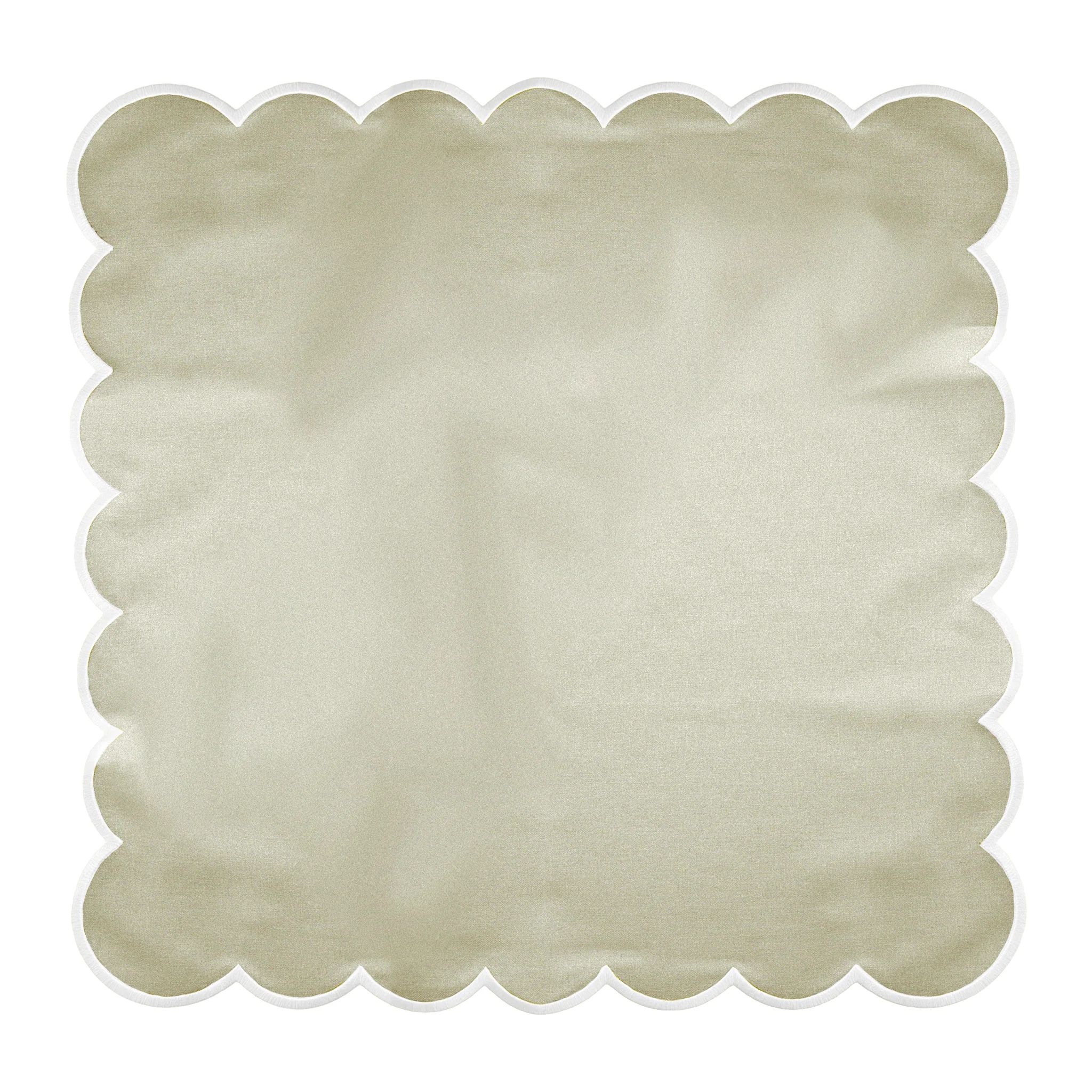 4 pc/pk Scalloped Edge Linen Napkin - Natural/White Trim - Image 4