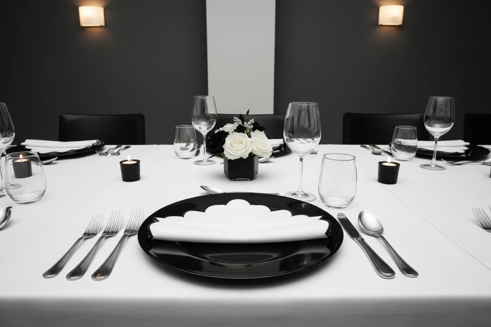 4 pc/pk Scalloped Edge Linen Napkin - White/Black Trim - Image 10